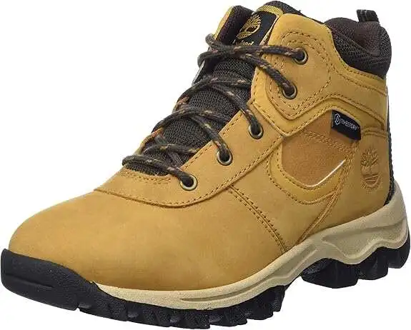 Timberland Mt. Maddsen Waterproof and high ankle hiking Boots for kids, featuring premium waterproof leather, rugged rubber sole, and bungee closure for easy wear.